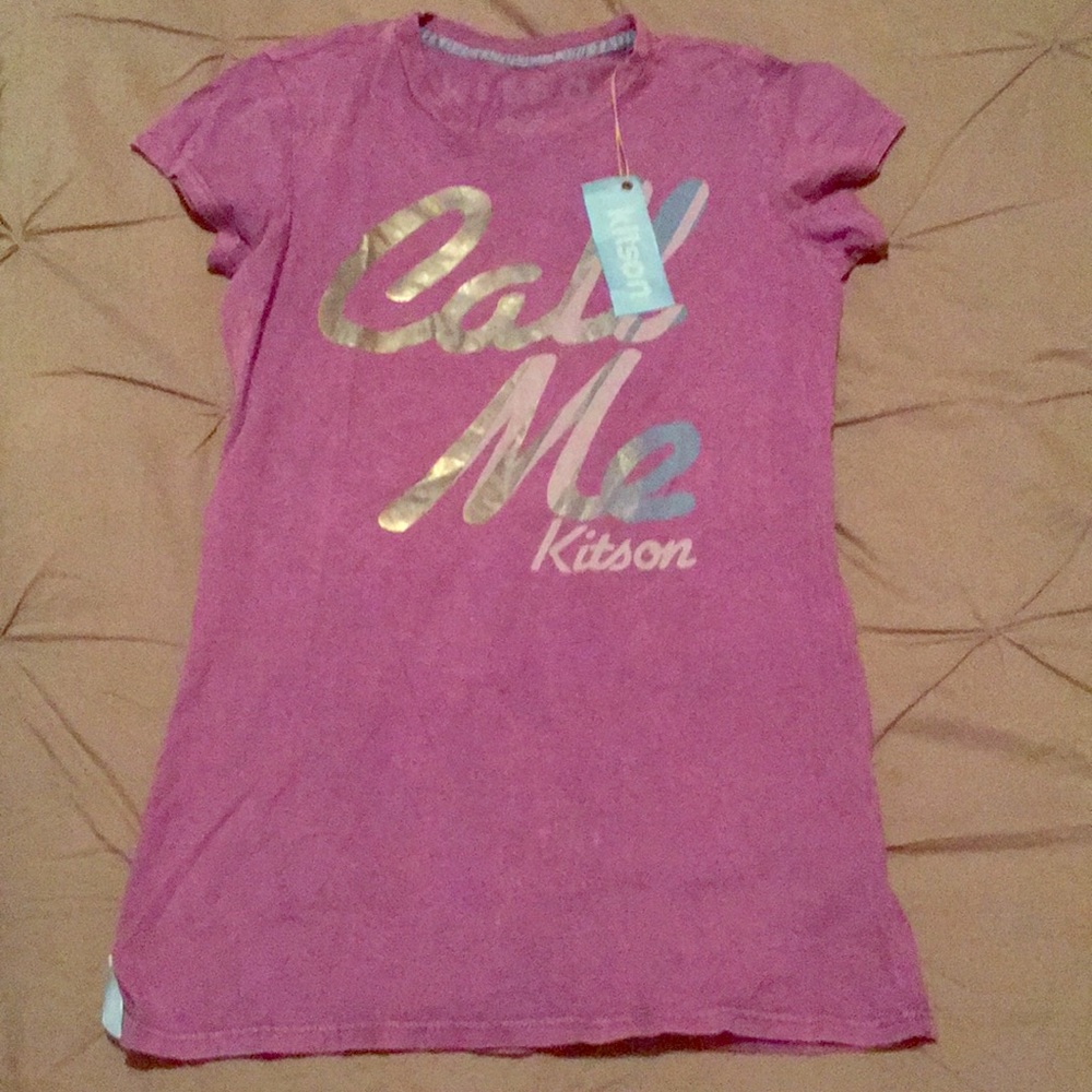 Brand new kitson “call me” purple t-shirt sz M
